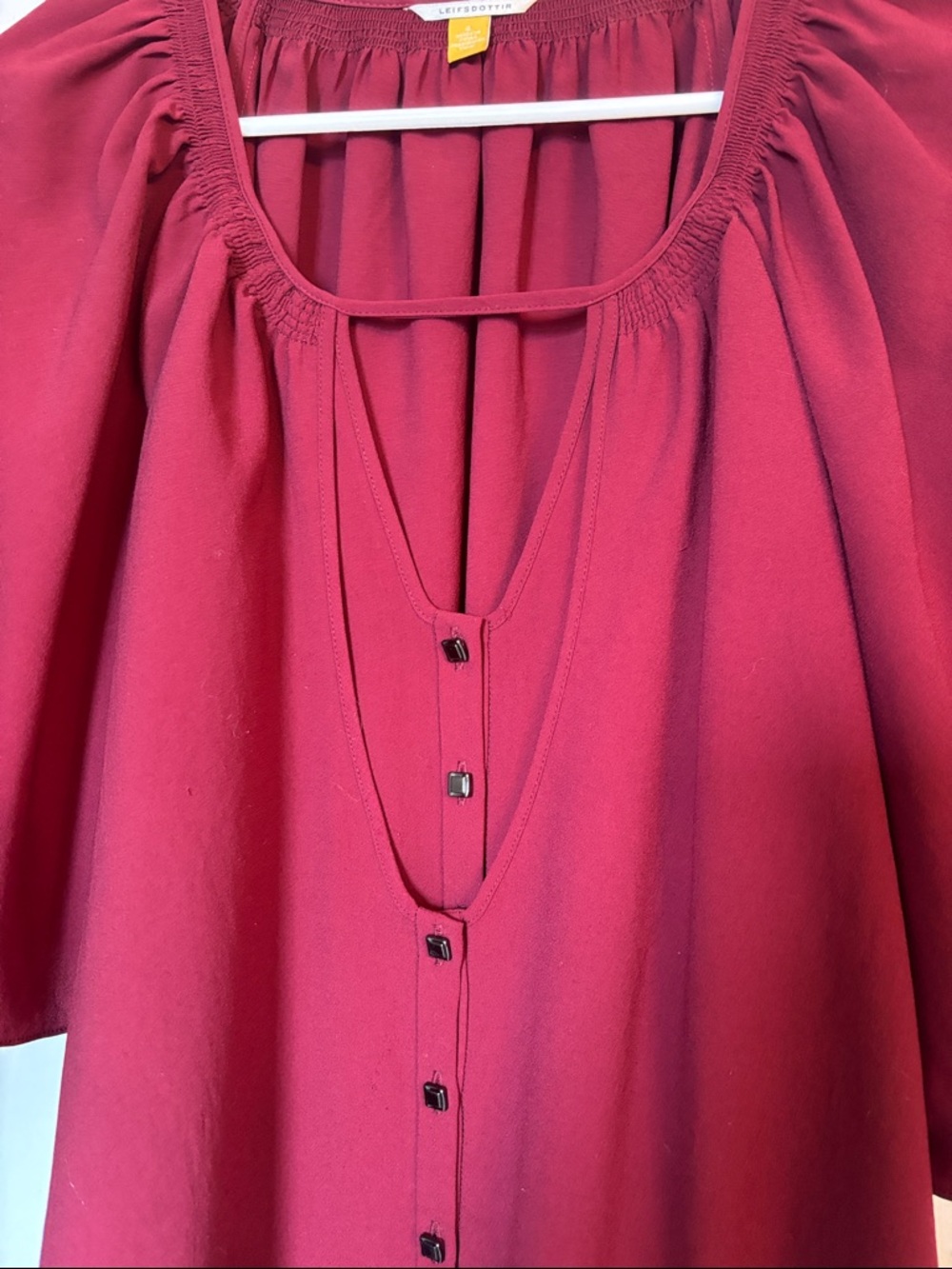 leifsdottir Raspberry Button-Front Flutter Sleeve Blouse - Picture 5 of 7
